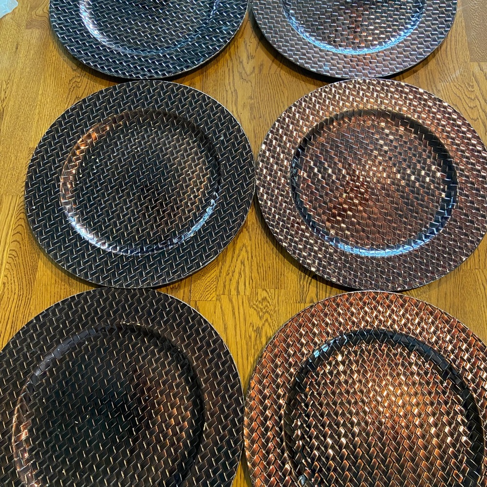 Set of 6 basket weave Chargers